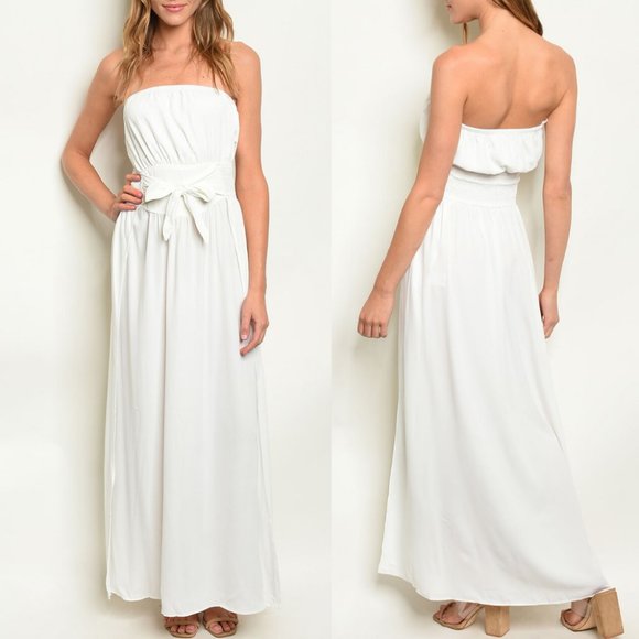 white tube top maxi dress